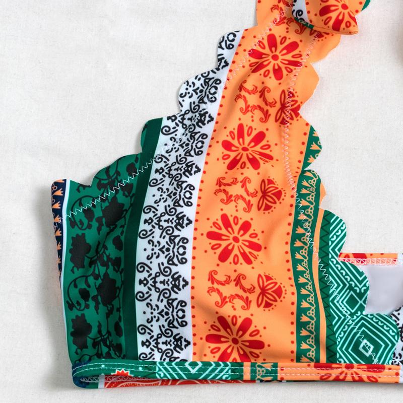 2021 Sexy Nữ Bikini Bơi 2 Bộ Quần Áo In Hình Đồ Bơi Nữ Mặc Đi Biển Bộ Dây Đồ Bơi Mùa Hè