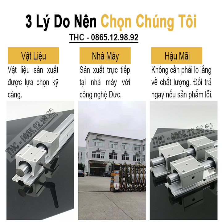 Thanh Ray Trượt Tròn Có Đế Ø20mm Ty Trượt Dẫn Hướng CNC Chính Xác