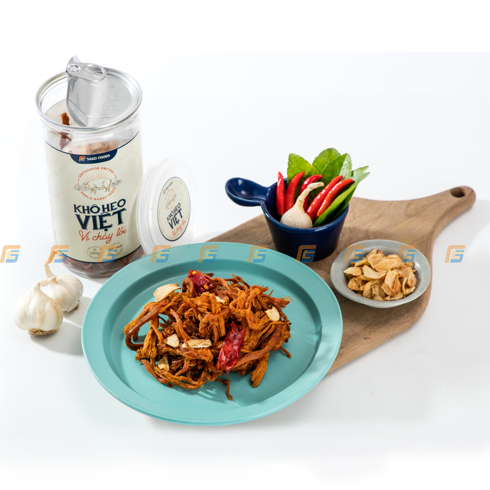 Khô Heo Cháy Tỏi Cao Cấp Sako Foods, Hộp 200g An Toàn, Chất Lượng, Khô Heo Giòn Ngon Đậm Vị, Ăn Vặt Ngon Mê Ly – Hàng Chính Hãng