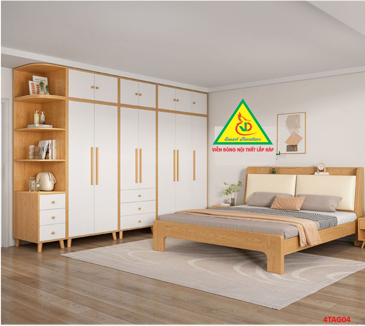 Tủ quần áo gỗ MDF 4TAG04 - Nội thất lắp ráp Viễn Đông ADV