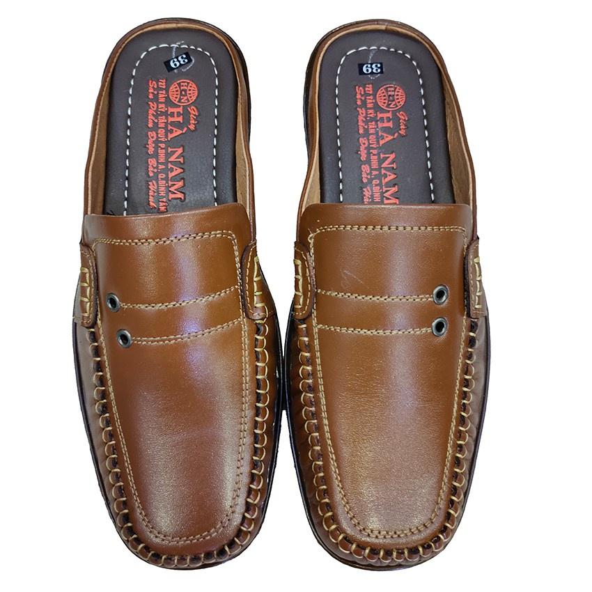 Dép Bít Mũi Nam Da Bò Thật TiTi ĐÔ Cao Cấp GSB2062d