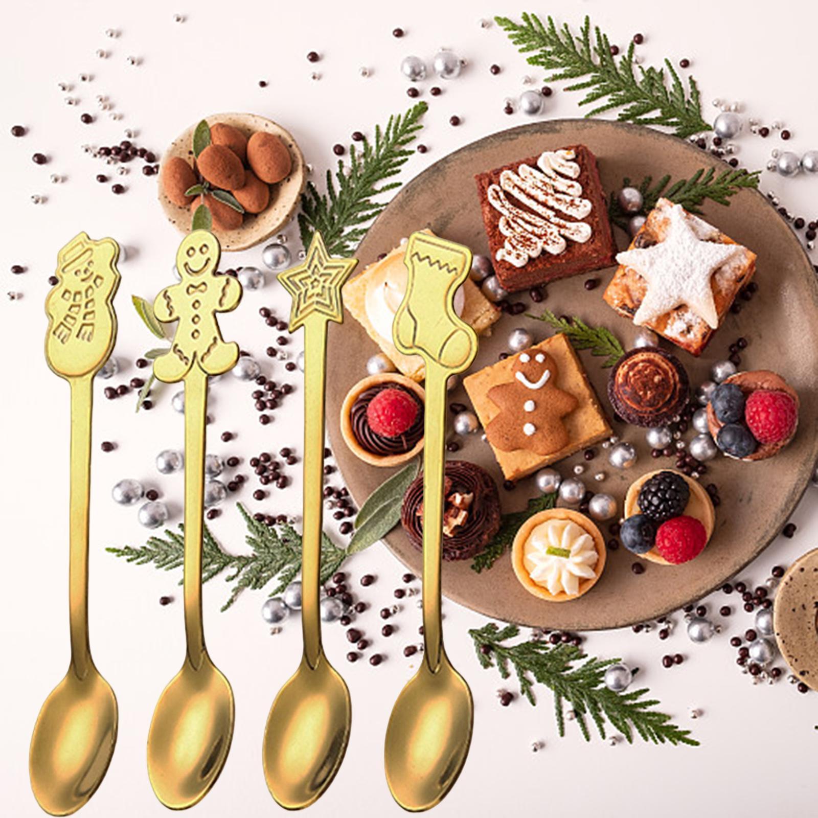 4Pcs Mini Coffee Spoons Stainless Steel Spoon Espresso Spoons for Cafe Cake