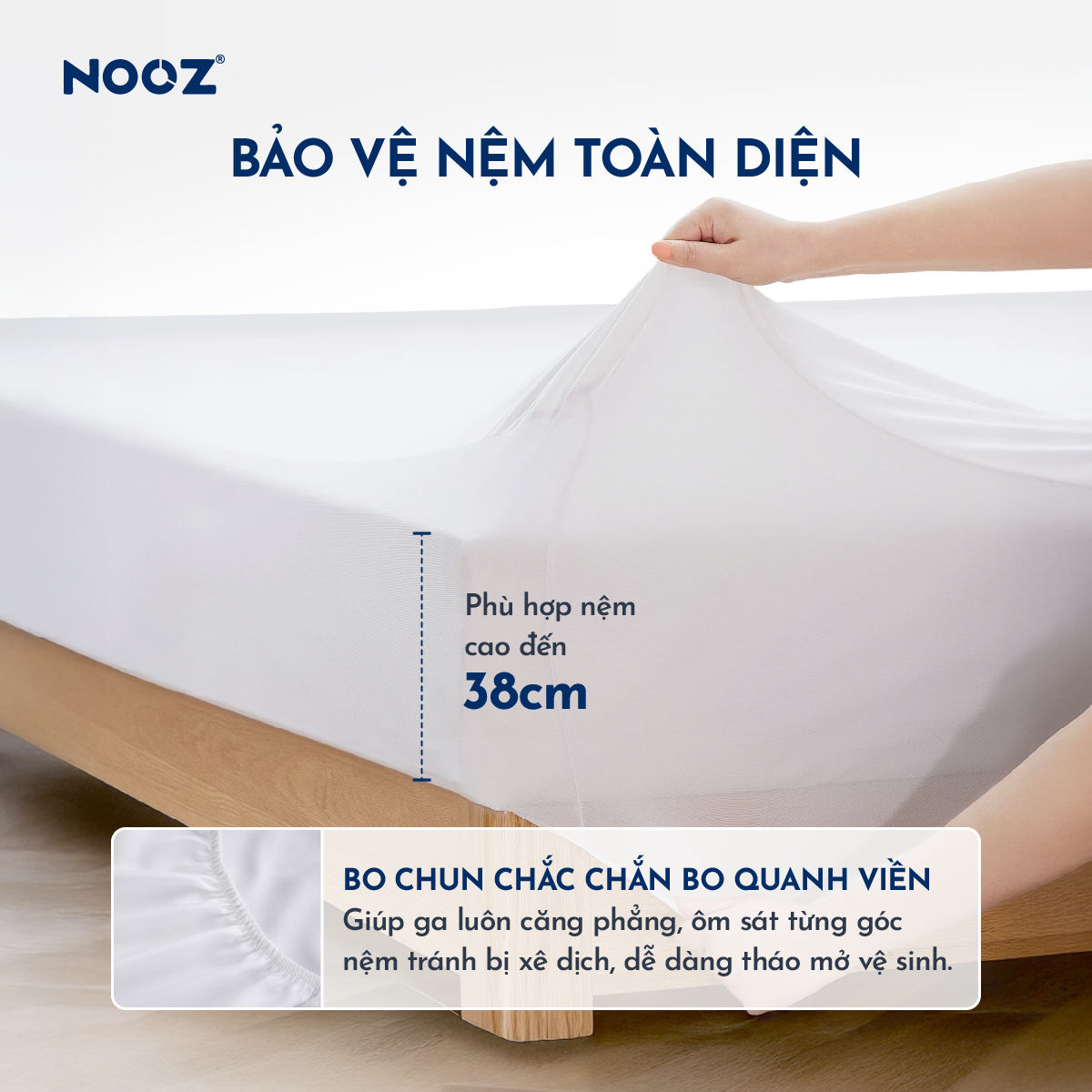 Ga Chống Thấm NOOZ Ga Bo Chun Phủ TPU Kháng Nước Giúp Tăng Tuổi Thọ Và Bảo Vệ Nệm NOOZ Home Goods