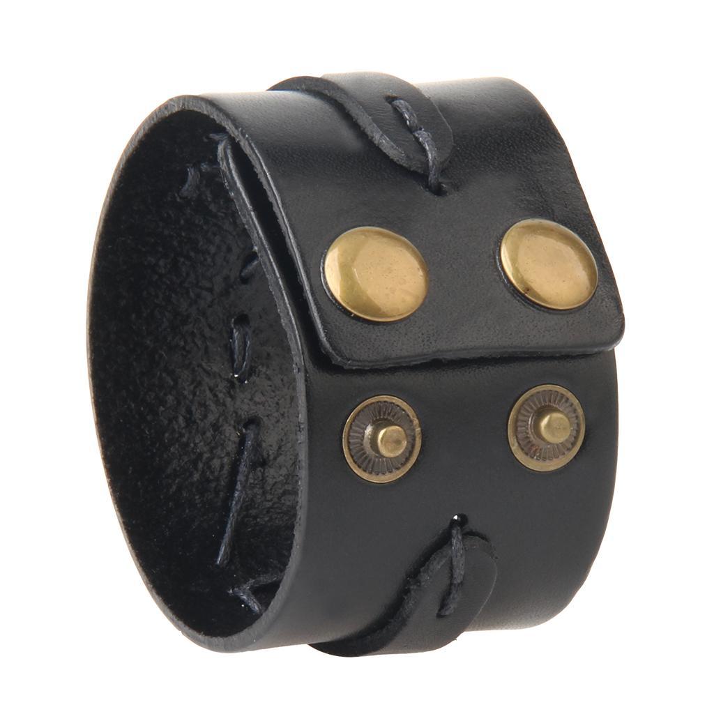 Punk Rock Black Wide Leather Bangle Cuff Bracelet Women