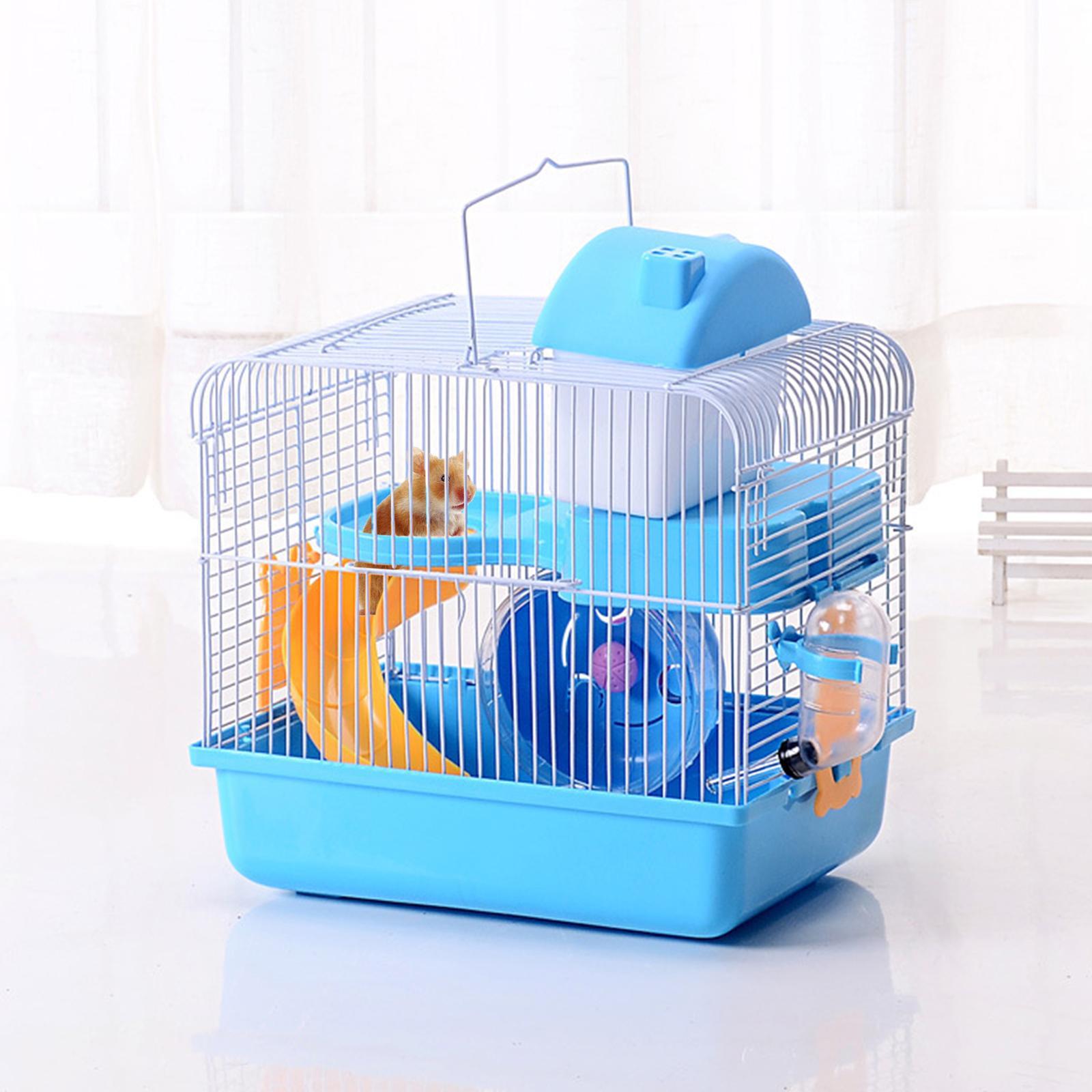 2 Tiers Hamster Cage Habitat Large House Mice Rats Small Animals Light Blue