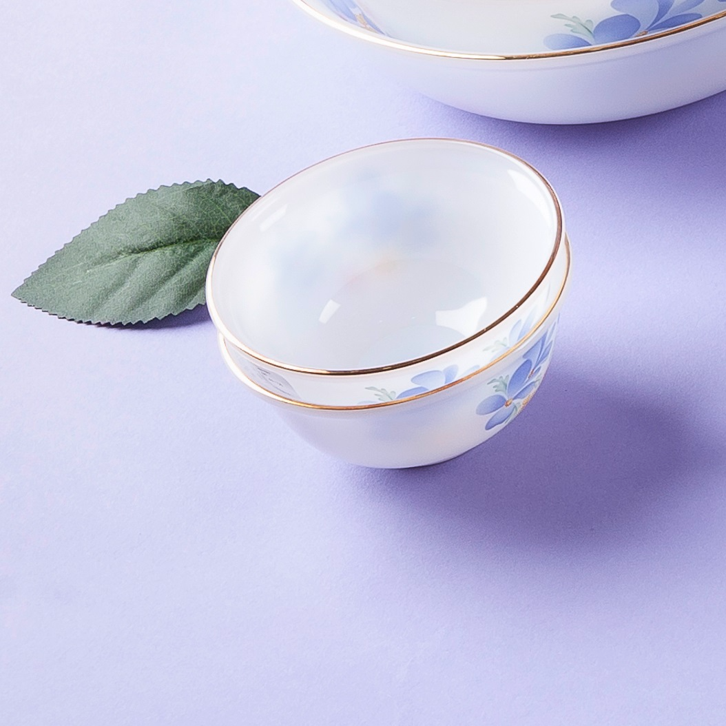 Bộ bát đĩa 11 sản phẩm thủy tinh ngọc họa tiết Hoa màu xanh USA Homeset