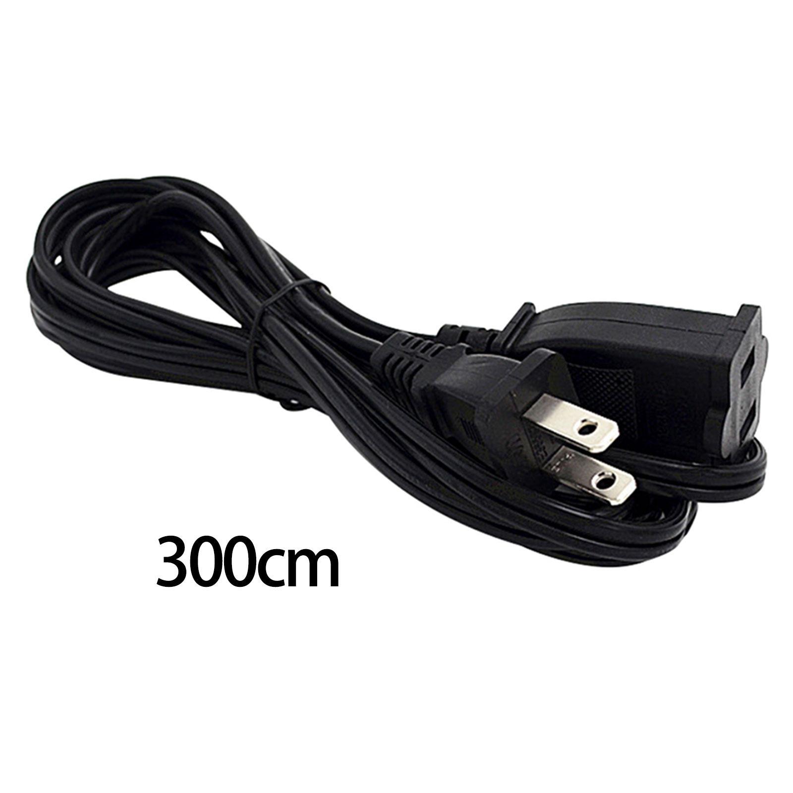 American 2Pin Male to Female Power Extension Cord Durable black