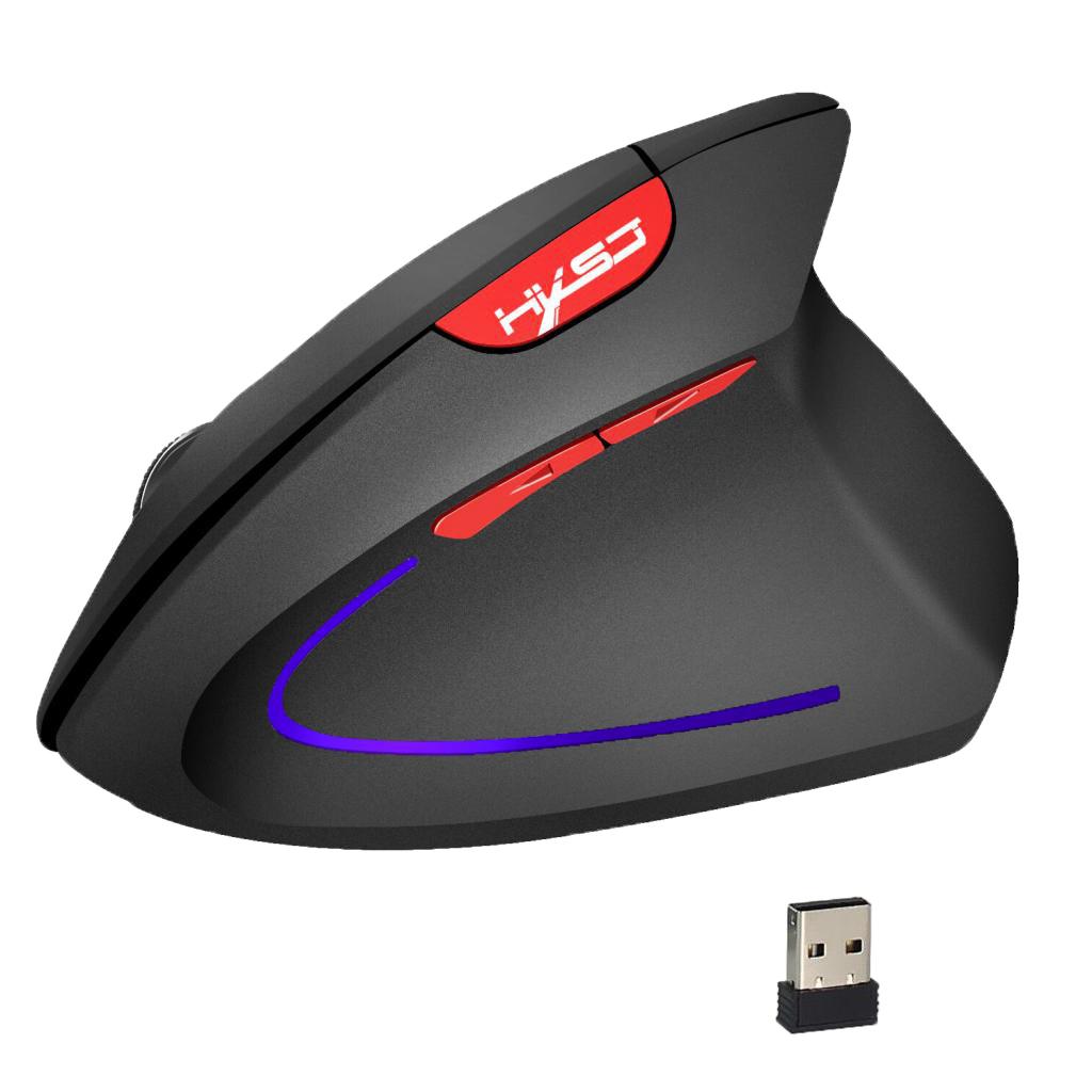 Vertical Rechargeable Comfortable Wireless Optical Mouse for PC Laptops Black
