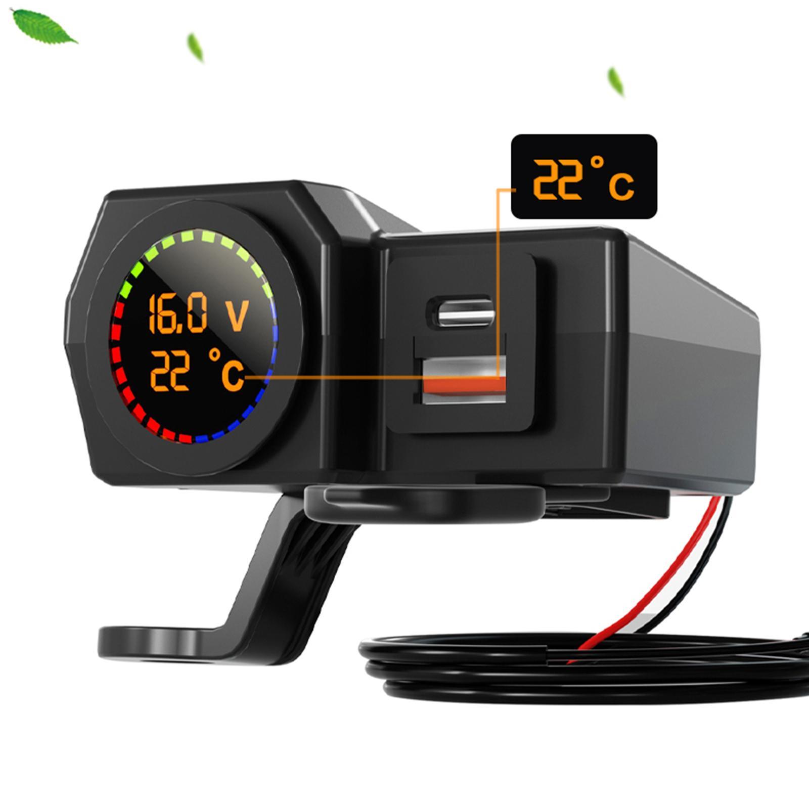 12V-24V Motorcycle USB Phone Charger QC 3.0 Port for Smartphone Cameras