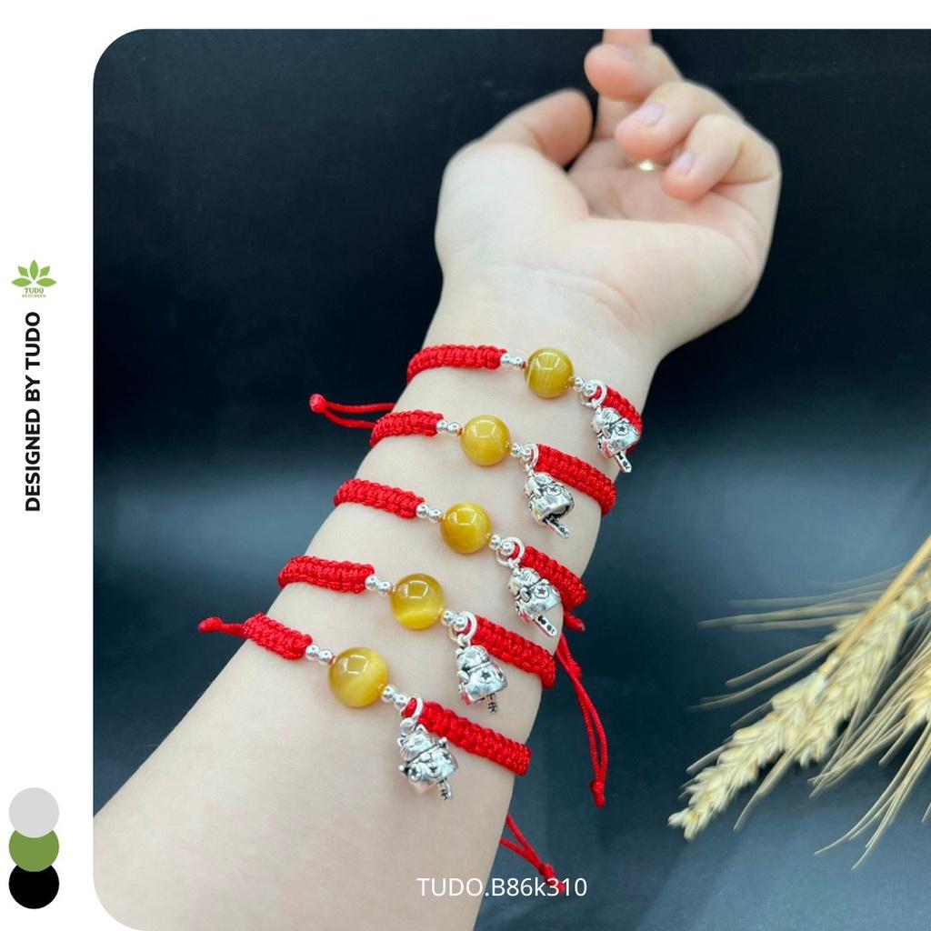 Vòng Tay Nữ Đẹp - Vòng Phong Thủy Đủ 5 Mệnh TUDO B86K310 Vòng Tết Chỉ Đỏ May Mắn Charm Mèo Tài Lộc