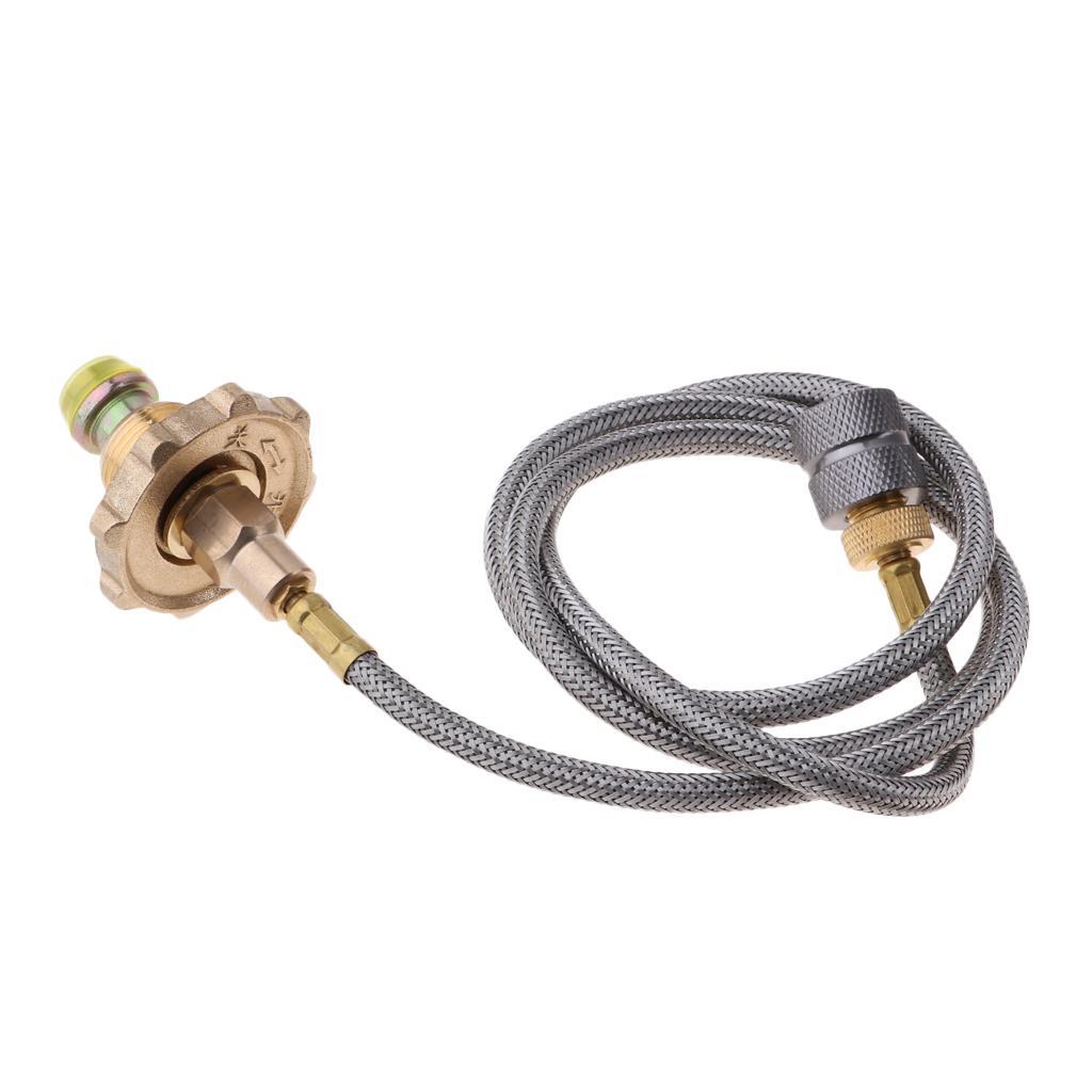 Camping Stove Use Burner Gas Propane Refill Adapter Flat Tank Coupler 102cm