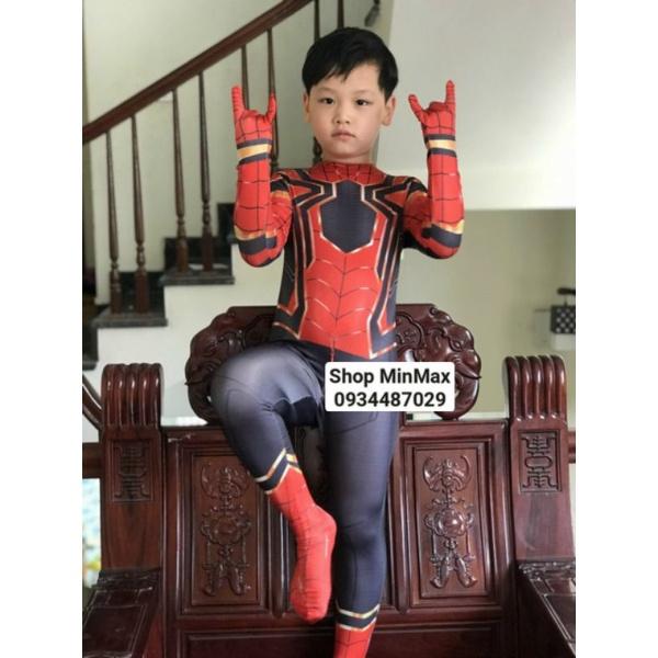 Bộ hoá trang người nhện Spider Man kèm mũ trùm, chất thun co dãn, thoáng mát