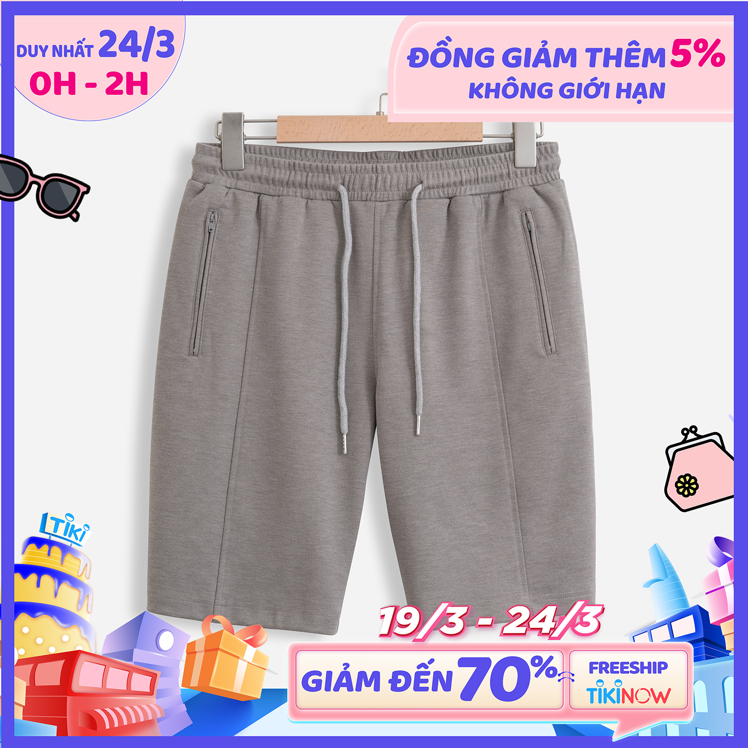 Quần Short Nam Thể Thao Vải Thun Cá Mập 100% Cotton Zero