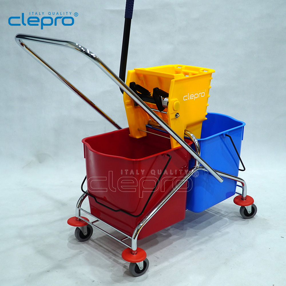 Xe Đẩy Vắt Cây Lau Nhà 2 Ngăn CLEPRO CB43, Dung Tích 60L - Hàng Chính Hãng