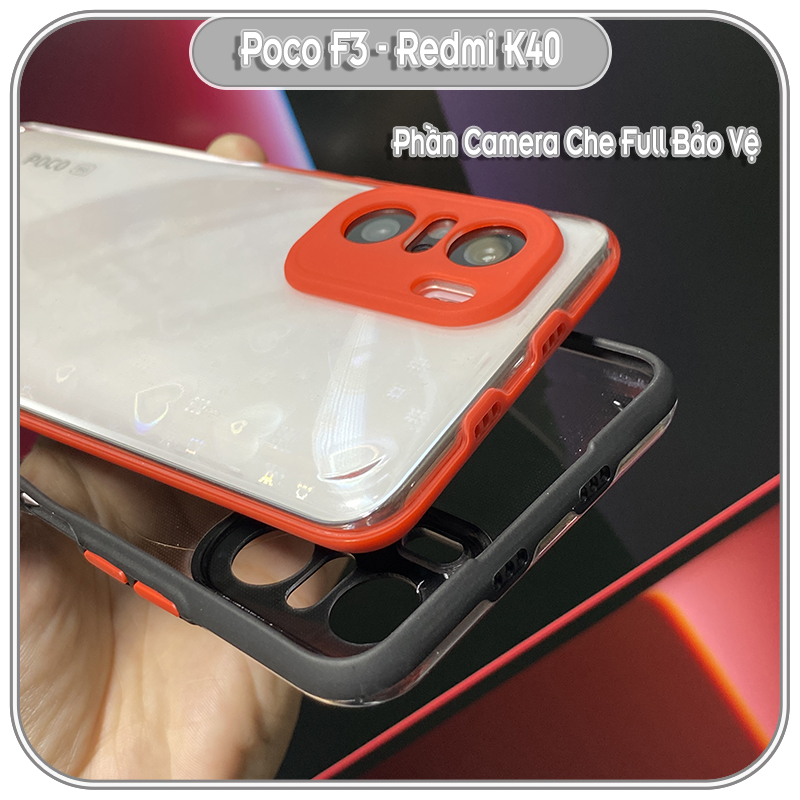 Ốp Lưng cho Xiaomi Poco F3 - Redmi K40 PC Trong Suốt Viền Màu Mỏng ,Che Camera