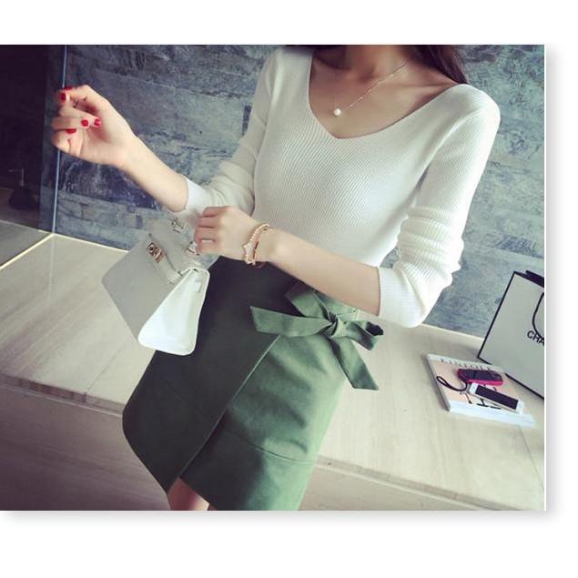 ÁO LEN NỮ CỔ V ÔM DÁNG SIÊU XINH