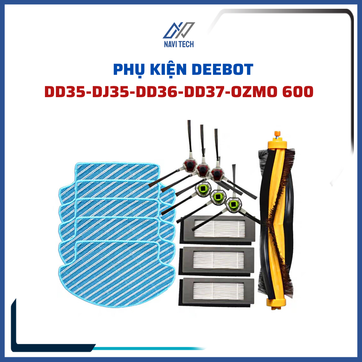 Phụ kiện khăn, giẻ, chổi chính, chổi giữa, chổi cạnh, lọc bụi hepa Robot hút bụi Deebot DD35 DD36 DD37 DJ35 DJ36