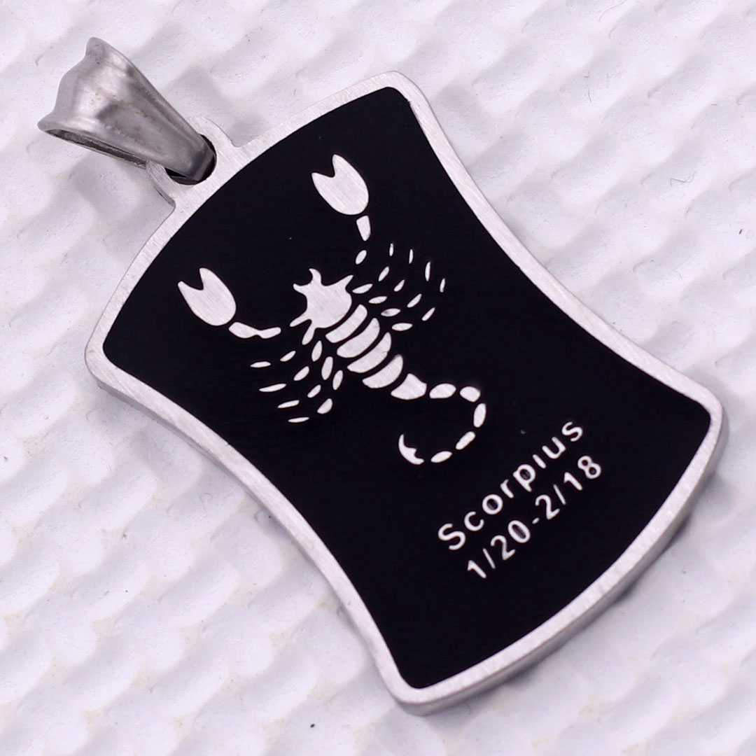 Mặt dây chuyền cung Hổ Cáp - Scorpius inox kèm vòng cổ dây da đen, Cung hoàng đạo