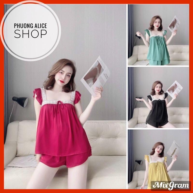 Đồ bộ đùi cánh tiên phối ren satin cao cấp, Đồ mặc nhà- Phươngaliceshop