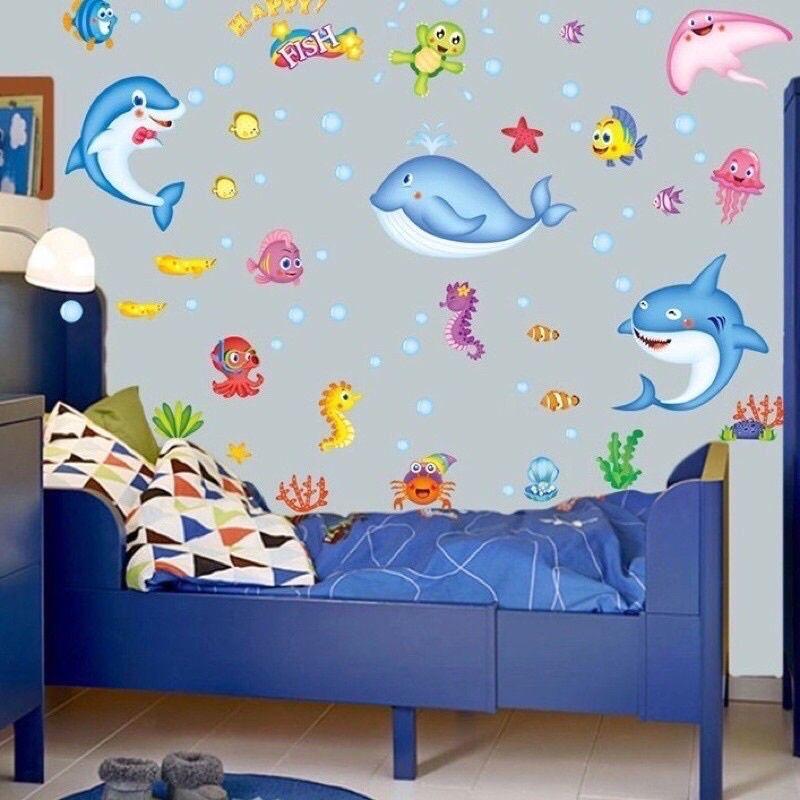 Decal dán tường cá đại dương cho bé