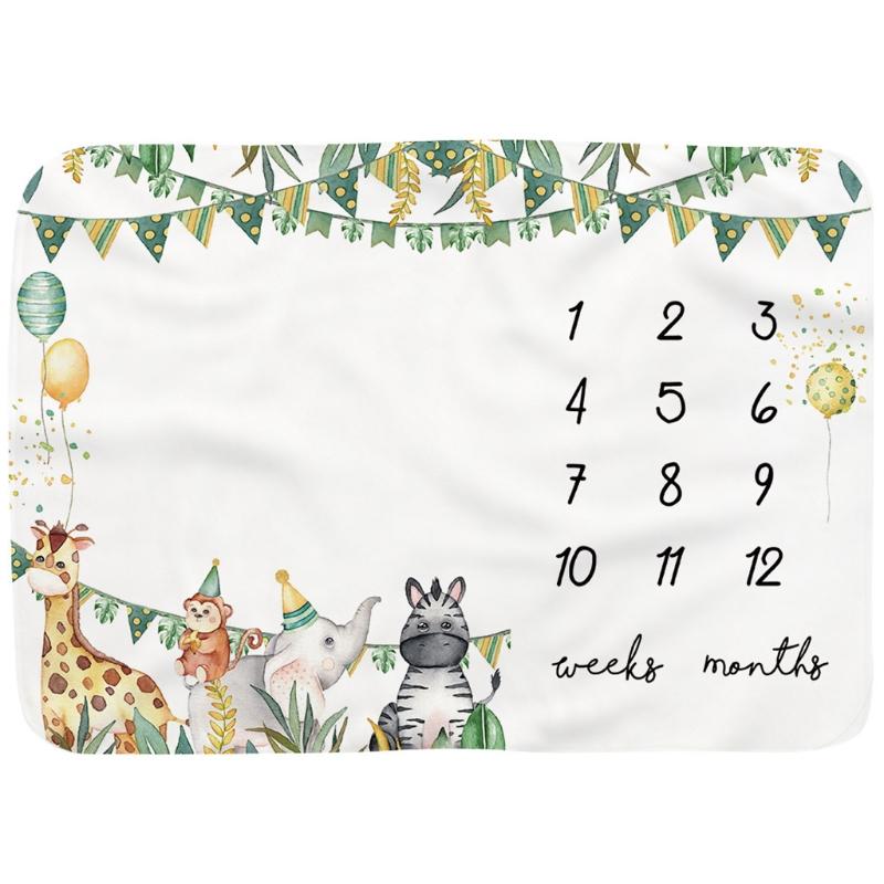 Cho Bé Hàng Tháng Ghi Tăng Trưởng Cột Mốc Chăn Sơ Sinh Mềm Dép Nỉ Hoạt Hình Hình In Hình Đầm Bọc Đạo Cụ Chụp Ảnh