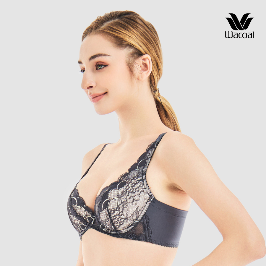 Áo lót Wacoal VAB3581, có gọng, mút mỏng túi khí air pad nâng đẩy, khoét sâu deep V, ren, dây liền