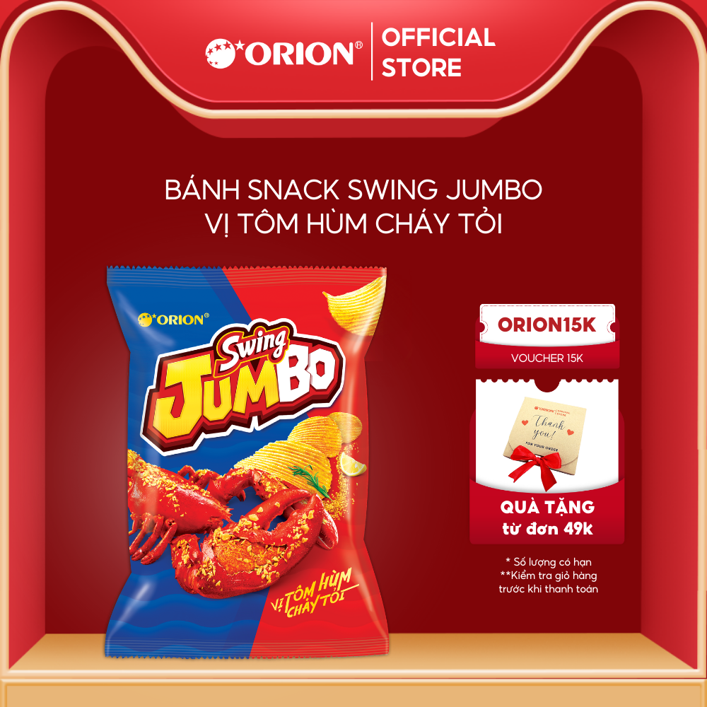 Bánh Snack ORION Swing Jumbo Vị Tôm Hùm Cháy Tỏi 90G