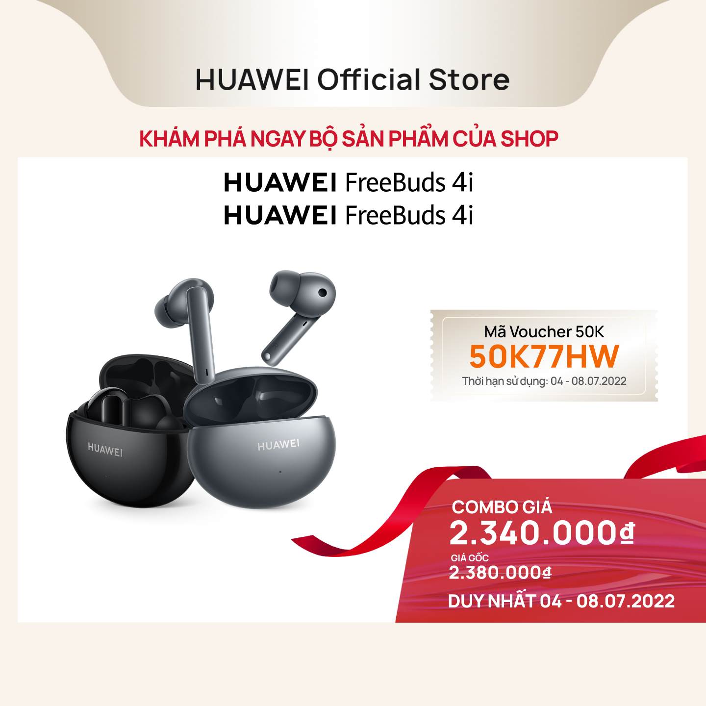 Bộ Sản Phẩm (Tai Nghe Không Dây Huawei FreeBuds 4i + Tai Nghe Không Dây Huawei FreeBuds 4i) | Hàng Chính Hãng