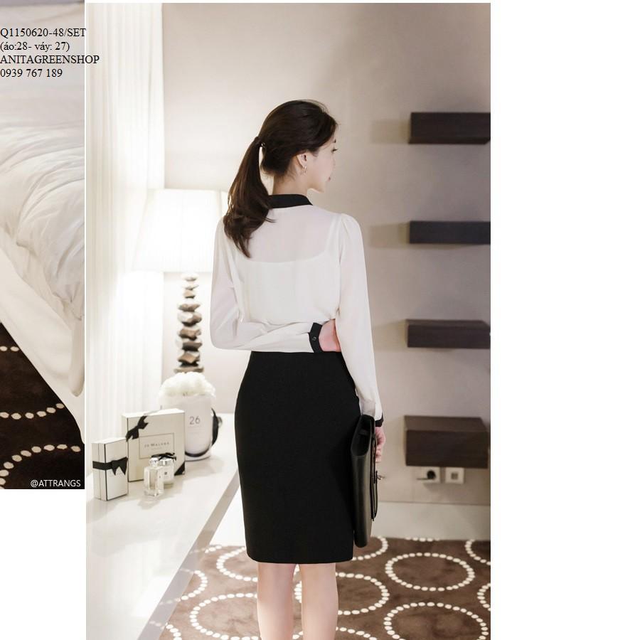 Q1150620 SET ÁO PHỐI CHÂN VÁY CÔNG SỞ
