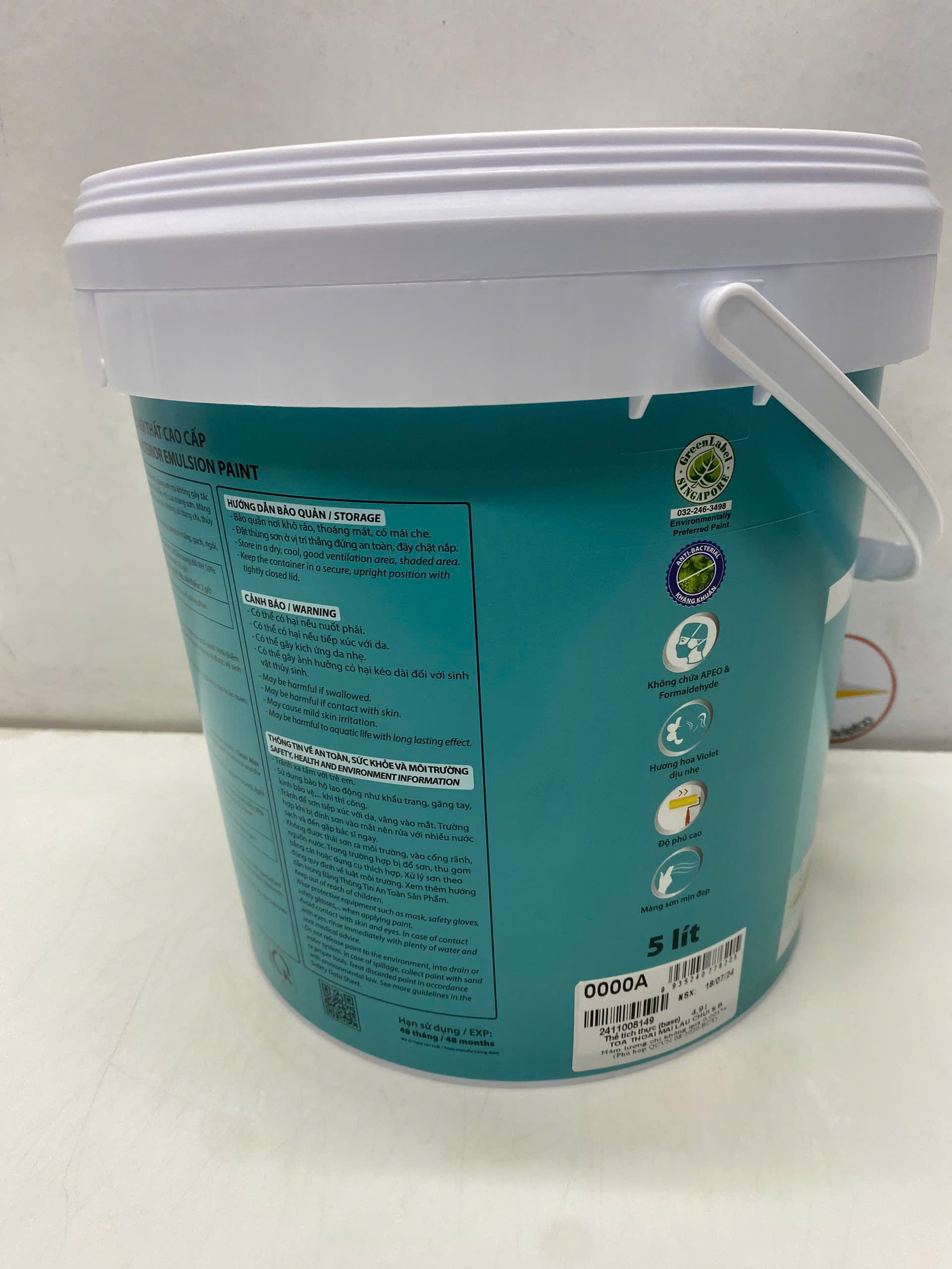 Sơn nước Toa thoải mái lau chùi siêu bóng màu vàng 7923 _5L