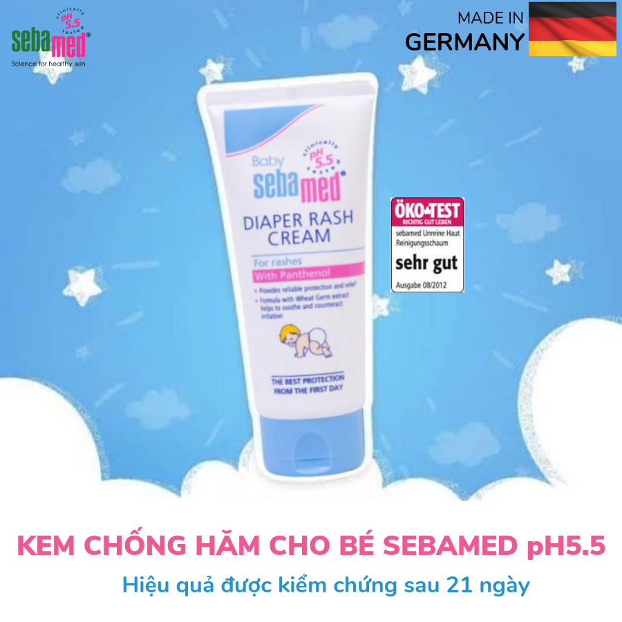 Kem Chống Hăm Tã Cho Trẻ Sơ Sinh Và Trẻ Nhỏ Baby Sebamed Diaper Rash Cream Ph5.5 Từ Đức Tuýp 50ml