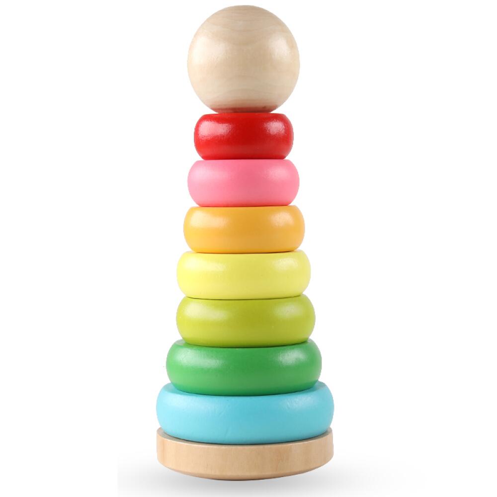 Rainbow Tower Ring Colored Kids Stacking Game Stacking Rings for Baby Boys