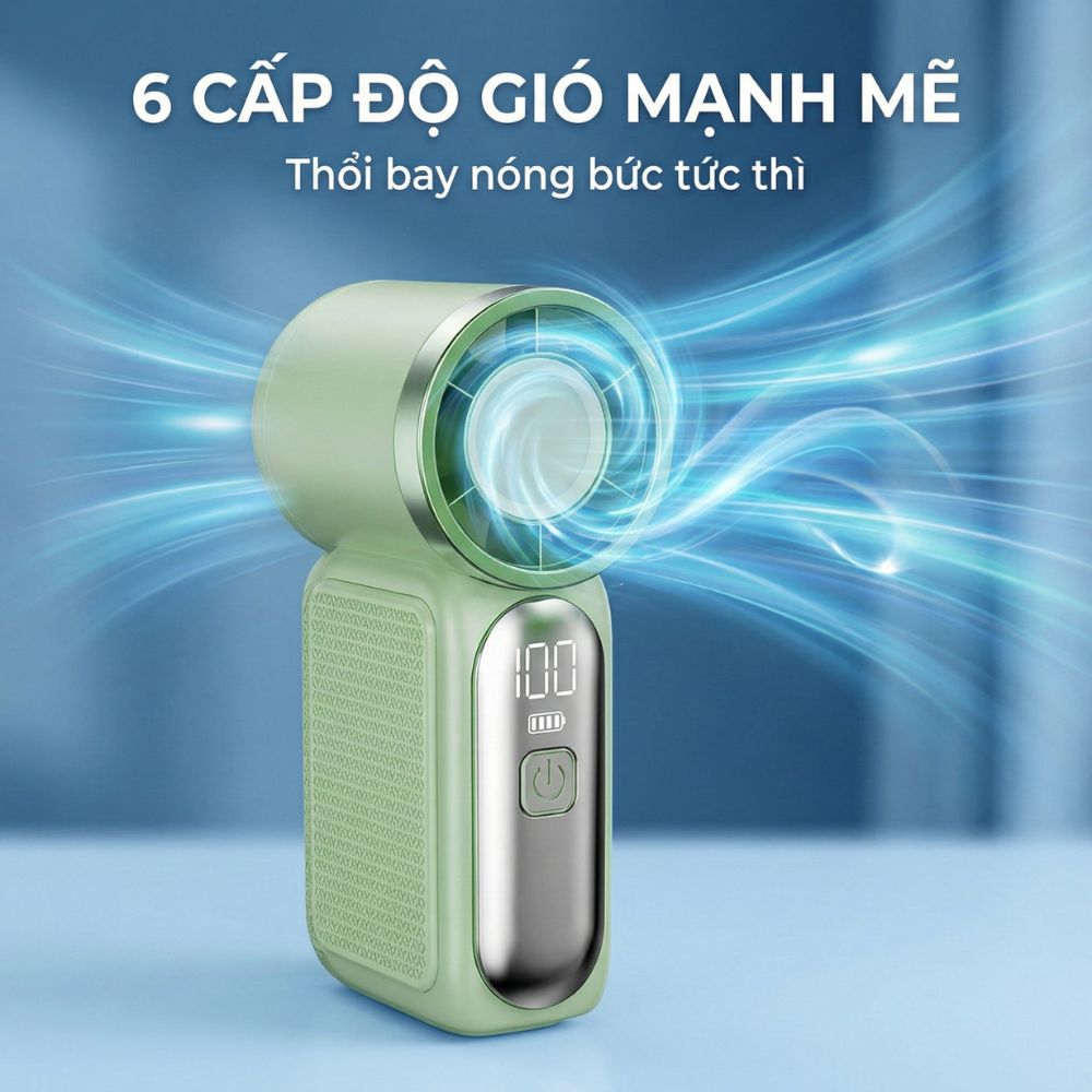Quạt Cầm Tay Mini Kachi MK441 - Pin Khủng 3000mAh, Màn Hình LED Hiển Thị, 6 Cấp Độ Gió (Bảo Hành 18 Tháng) - hàng chính hãng