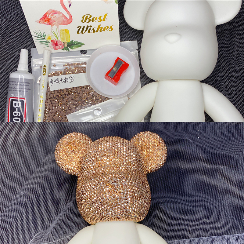 Gấu đính đá, Gấu đính đá handmade Bearbrick size 23cm cao cấp cho mọi lứa tuổi