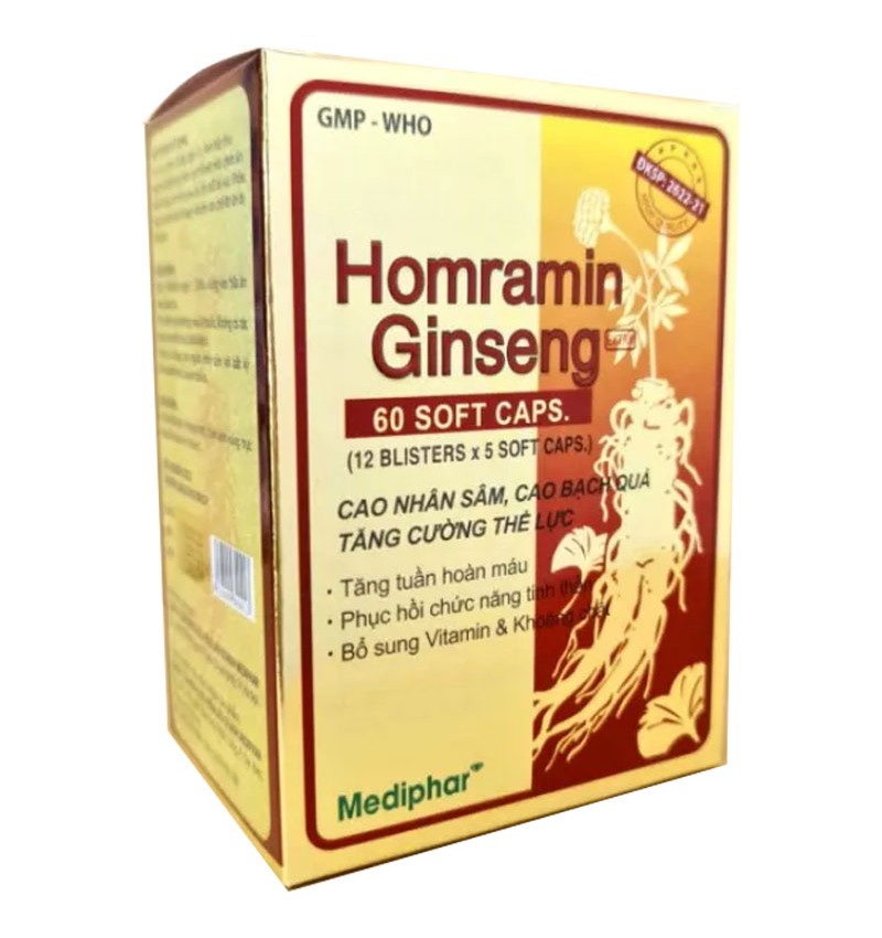 HOMRAMIN GINSENG NHÂM SÂM - Tăng Cường Bồi Bổ Sức Khỏe - Nguyên Liệu Nhập Khẩu Mỹ- Hộp 60 Viên