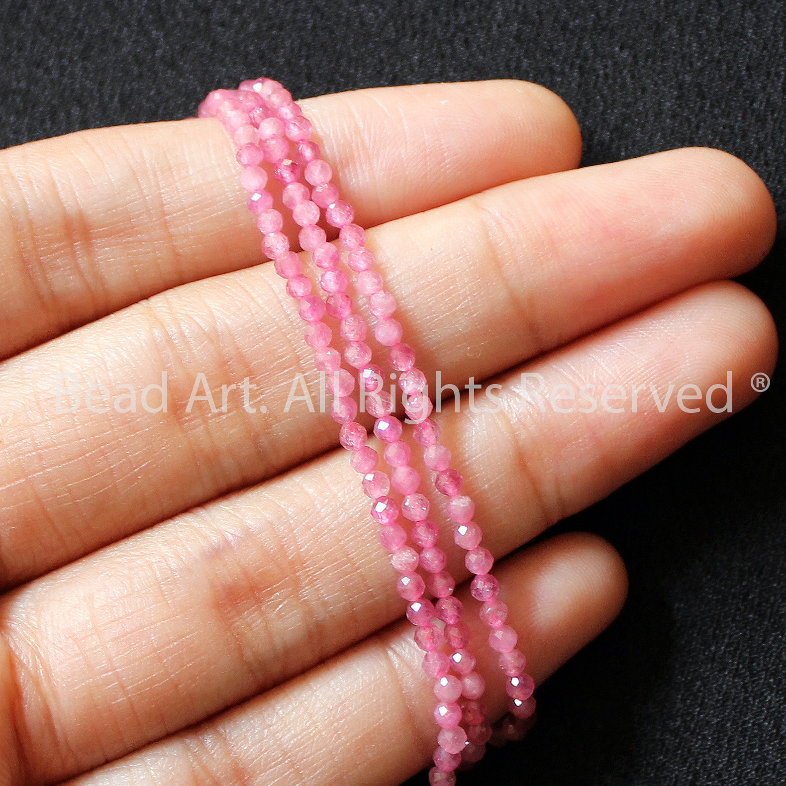2MM Đá Tourmaline Hồng Giác Cắt Thiên Nhiên Size Mini , Mệnh Hoả, Thổ, Phối Vòng Tay Phong Thuỷ, Trang Sức, Chuỗi Hạt - Bead Art