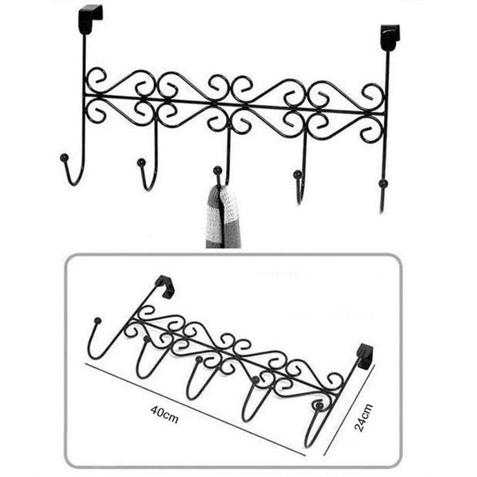 MÓC TREO ĐỒ GẮN SAU CỬA 5 MÓC HOA VĂN KHÔNG CẦN KHOAN TƯỜNG CHỊU LỰC TỐT - TIẾT KIỆM KHÔNG GIAN SỐNG