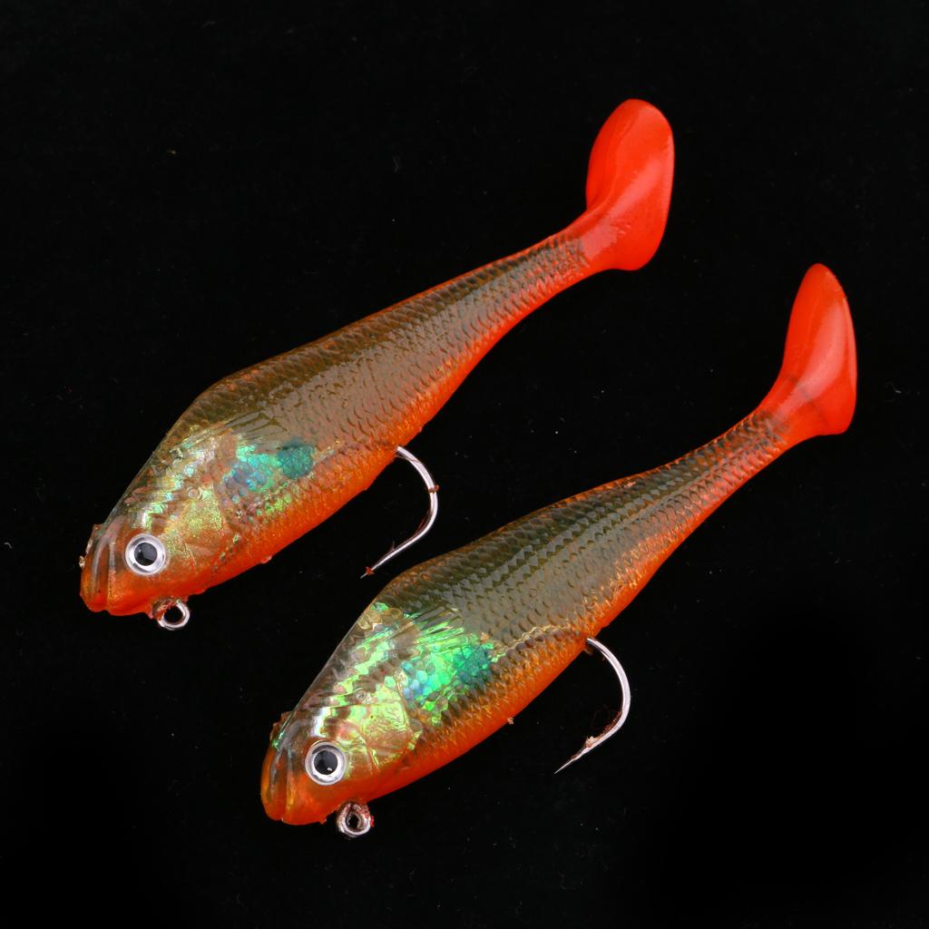 2pcs T Tail Soft Minnow Lure Lead Fishing Lures Silicone Shad Swimbaits 22g