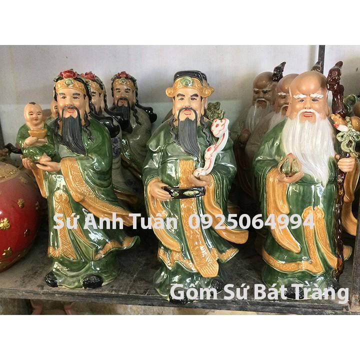 Tượng phúc lộc thọ men ngọc - Gốm sứ bát tràng