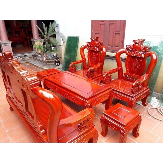 Bàn ghế Nghê Đỉnh gỗ Xà Cừ