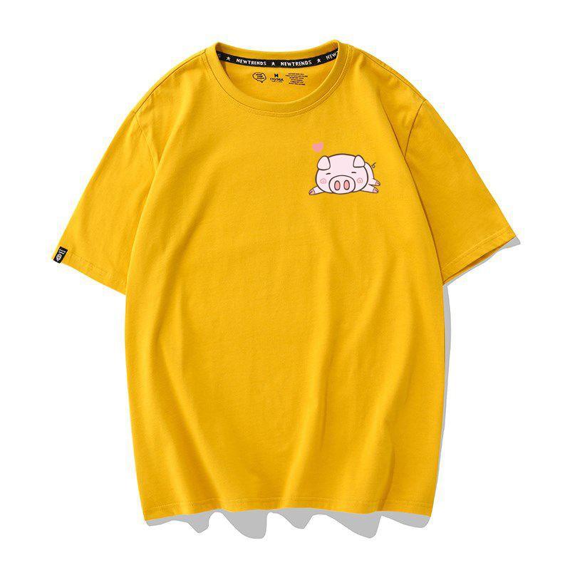 Áo Thun Nữ Tay Ngắn Icon Heo Hàn Quốc - Unisex - Cotton - Mã AT008