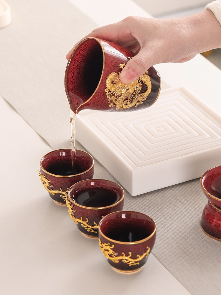 Bộ ấm chén họa tiết rồng phong cách tân cổ điển ACT40