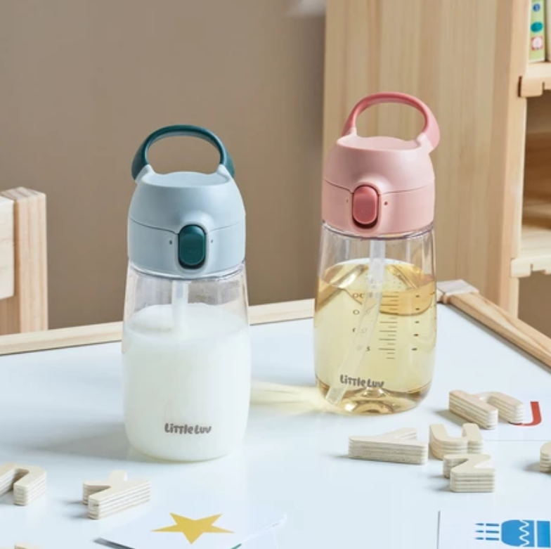 Bình nước nhựa LocknLock Little Luv Switch cap tritan straw cup HAP918 có ống hút dung tích 410ml - 2 Màu