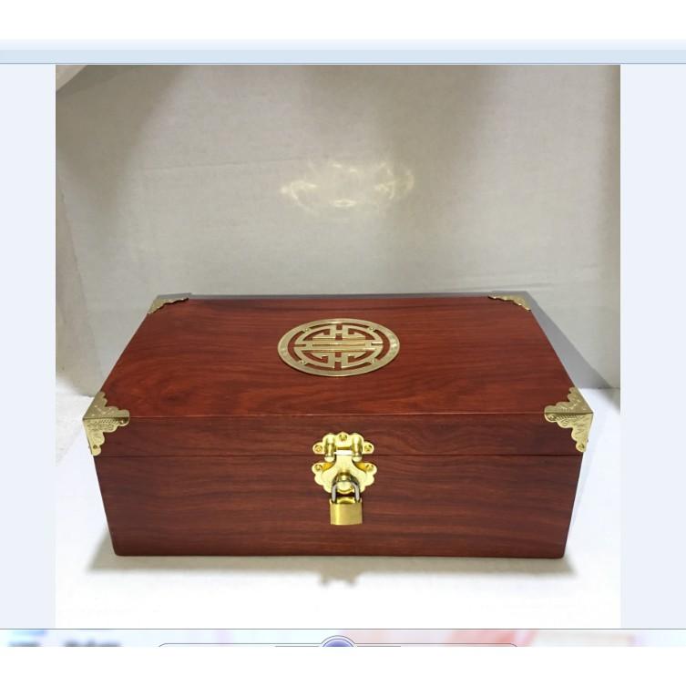 HỘP ĐỰNG CON DẤU, TRANG SỨC GỖ HƯƠNG CHỮ THỌ SIZE TO 26CM-KÈM KHÓA MINI