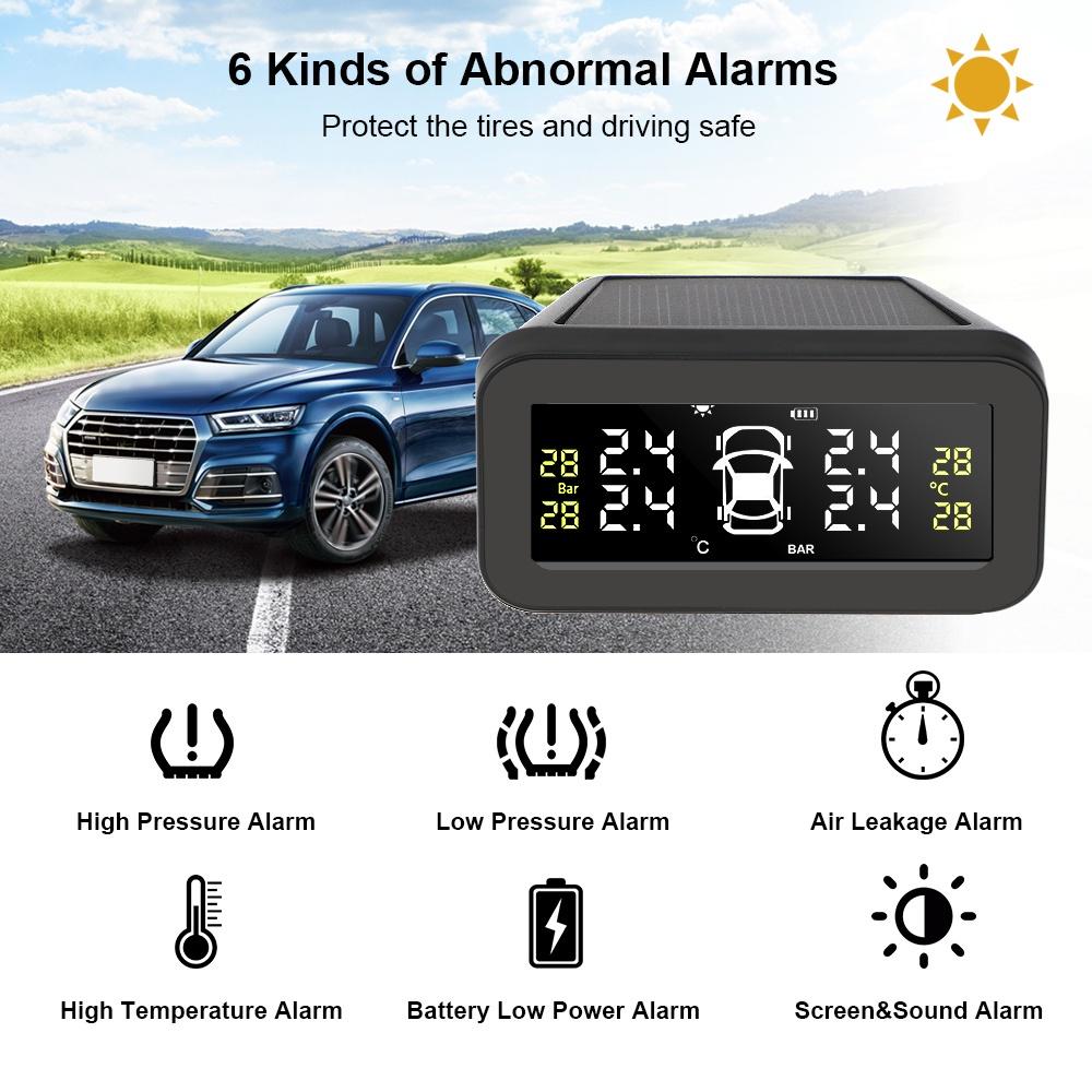 Hệ thống giám sát áp suất lốp xe hơi TPMS màn hình LCD cảm biến nhiệt độ