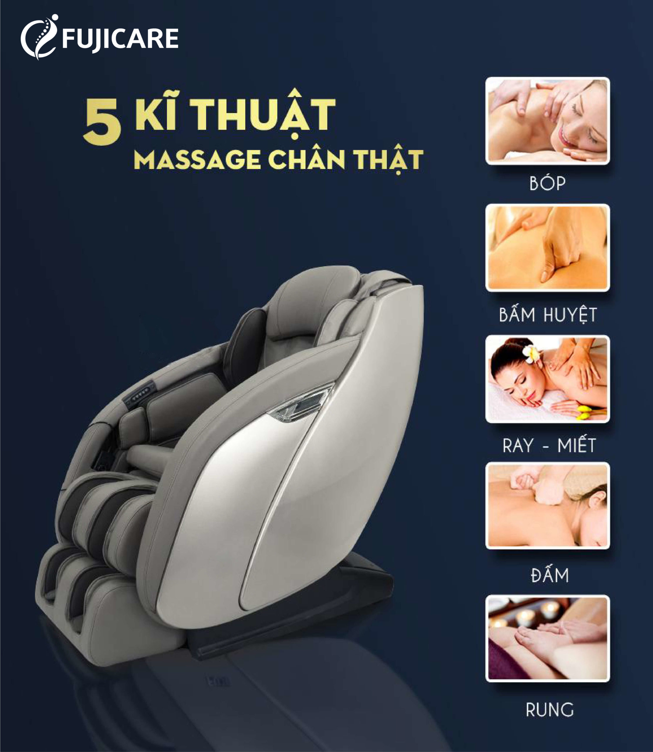 Ghế Massage toàn thân Fujicare FC-S600 chiếc ghế tiên phong áp dụng công nghệ bi lăn 4D MAX trong lĩnh vực mát xa