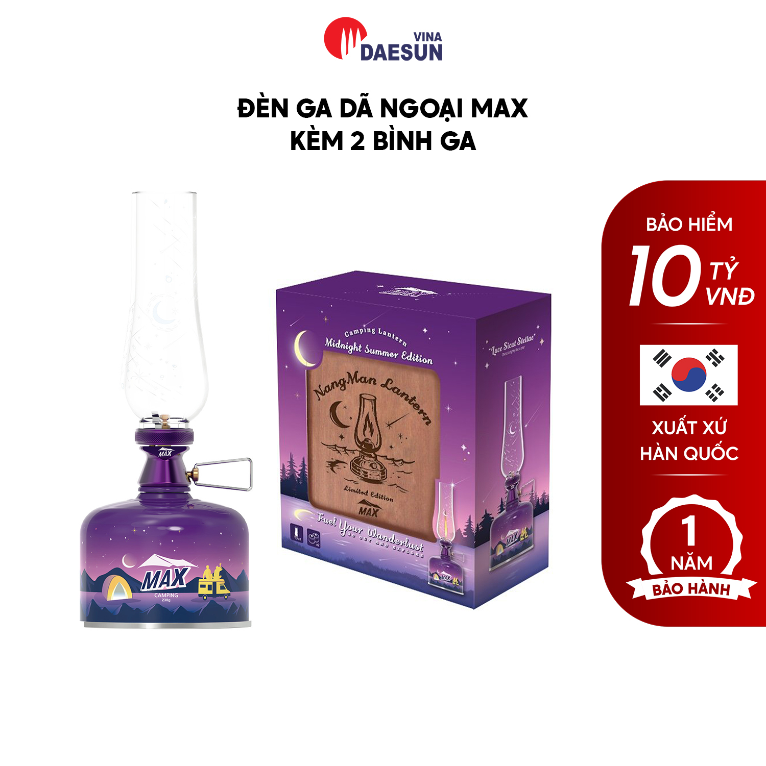 Đèn Gas Dã Ngoại Max MGL-140S - Kèm 2 Bình Ga | Du Lịch, Cắm Trại, Dã Ngoại | Hàng Chính Hãng