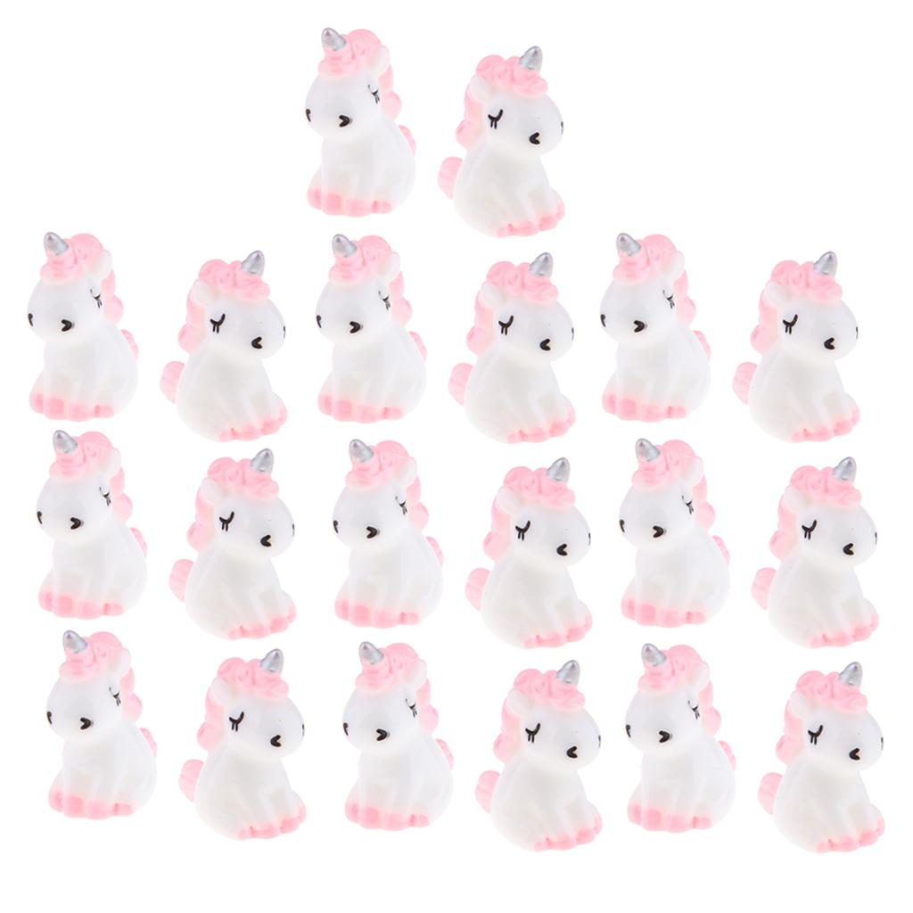 20 Mini Nhựa Dễ Thương Kỳ Lân Tượng Thu Nhỏ Vườn Cổ Tích Đồ Trang Trí Màu Hồng