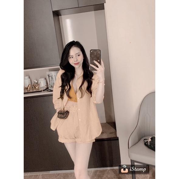 Set 3 món sơmi ngoài crop 2s cúp ngực quần short