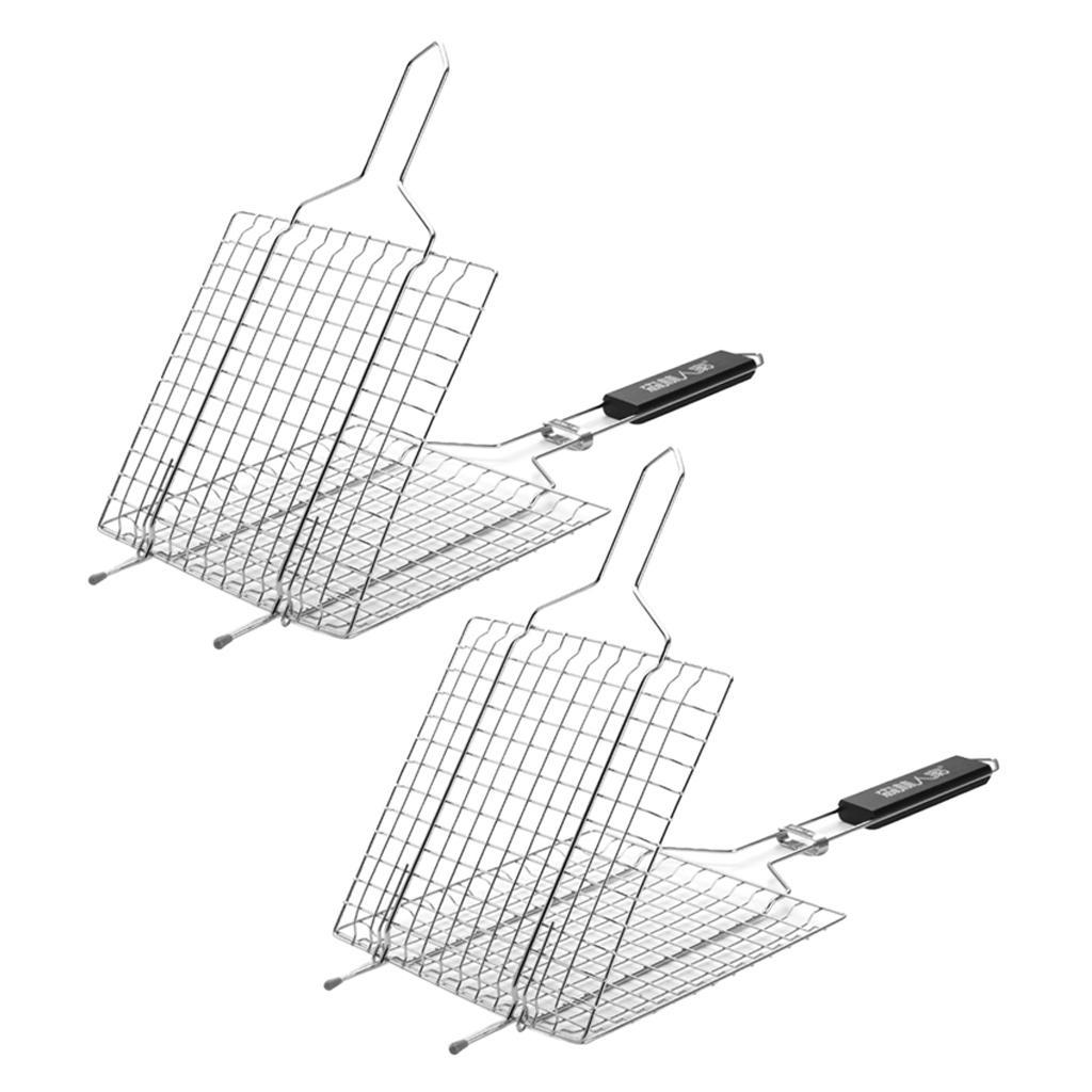 2pcs Stainless Steel Barbecue Barbecue Basket Grill Mesh Cooking Fish /